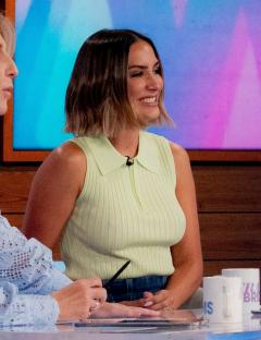 Kaye Adams, Frankie Bridge, Grace Keeling, and Denise Welch on the set of the Loose Women TV show.