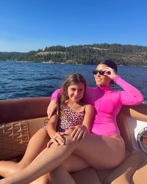 Kourtney Kardashian and Penelope Disick on a boat.