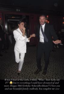 Victoria and David Beckham dancing at a party.