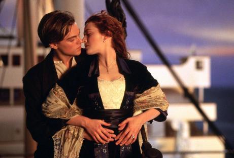 Kate Winslet and Leonardo DiCaprio in a scene from Titanic.
