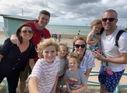Family photo at the beach.