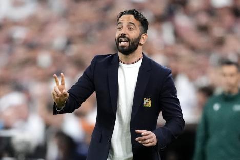Ruben Amorim, Manchester United manager, at a soccer match.