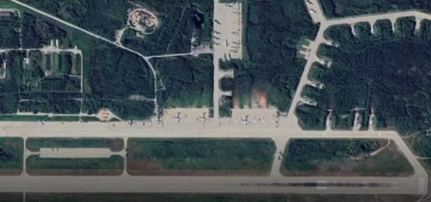 Satellite image of Russian troops amassed near the Finland border.