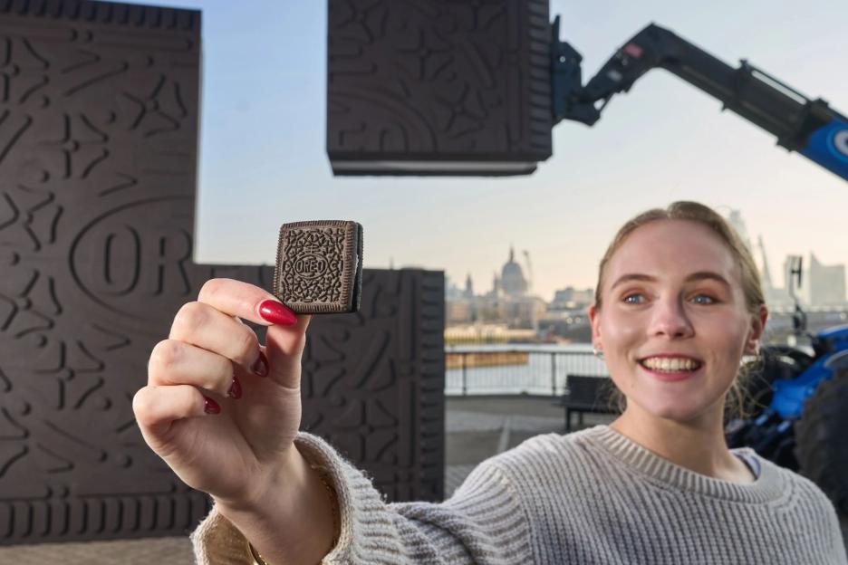 Oreo constructs giant square cookie in London skyline