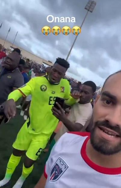 Andre Onana surrounded by fans.