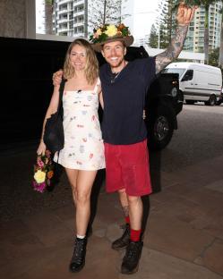 Georgia Horsley and Danny Jones at a hotel after winning a reality show.