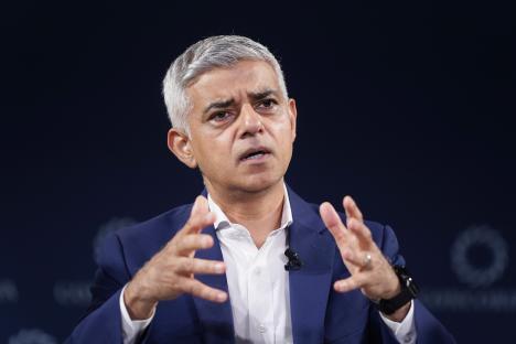 Sadiq Khan speaking at a conference.