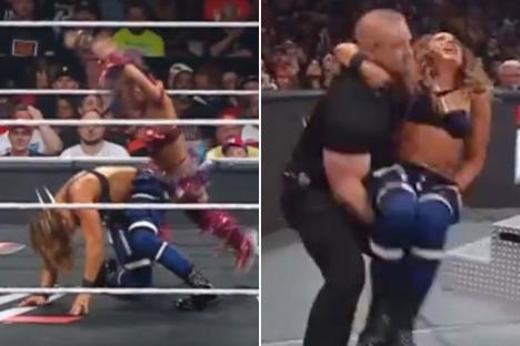 WWE star screams in pain and gets carried out of building after horror real knee injury during match on live TV