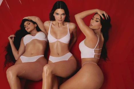 Kendall, Kylie, and Kim Jenner in lingerie.
