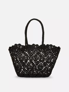 Black crochet bucket bag.