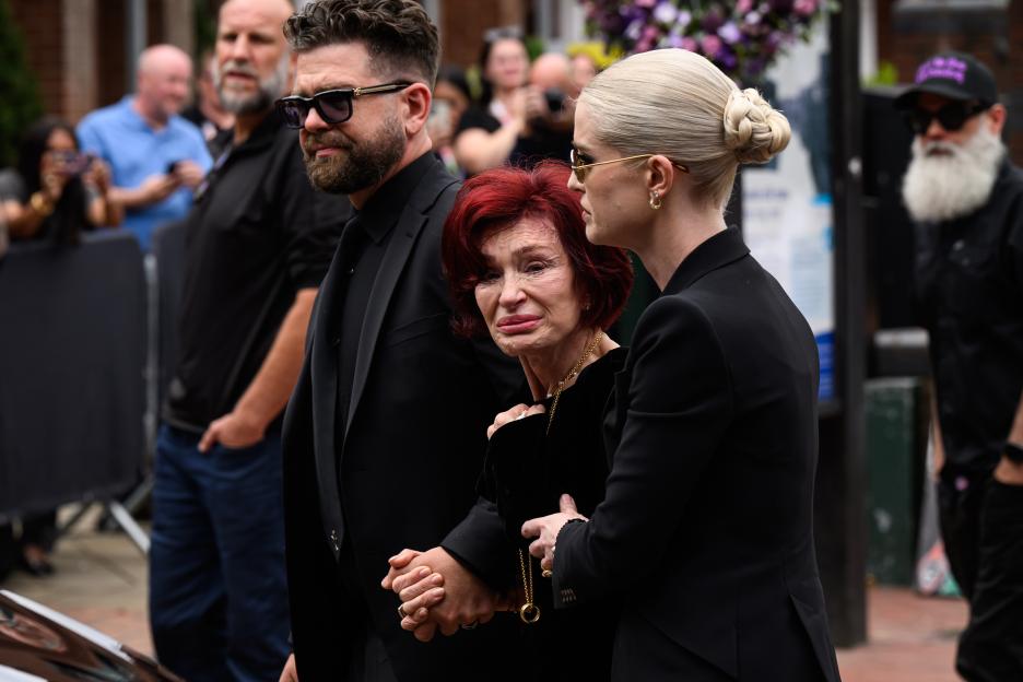Jack, Sharon, and Kelly Osbourne at Ozzy Osbourne's funeral.