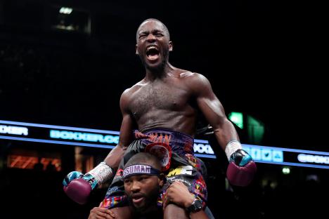 Ekow Essuman celebrates a boxing victory.