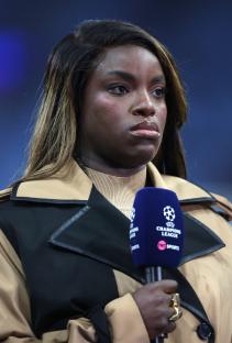 Eni Aluko, TNT Sports pundit, at a UEFA Champions League match.