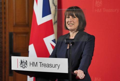 Rachel Reeves, Chancellor of the Exchequer, giving a speech at the HM Treasury.