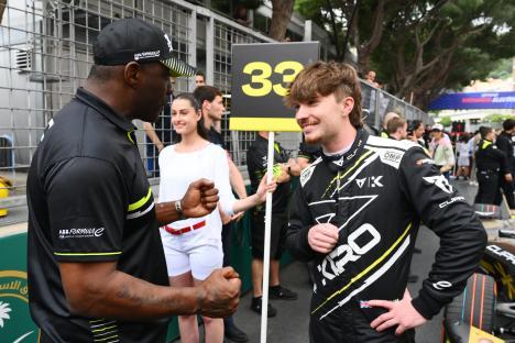 Dan Ticktum of Great Britain and Idris Elba at the Monaco E-Prix.