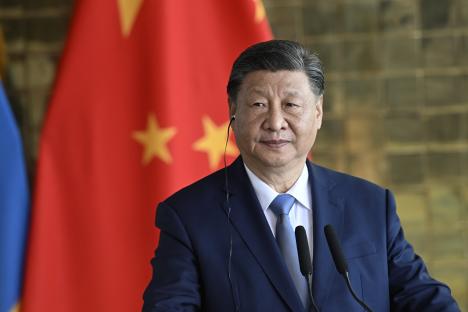 President Xi Jinping at a press conference.
