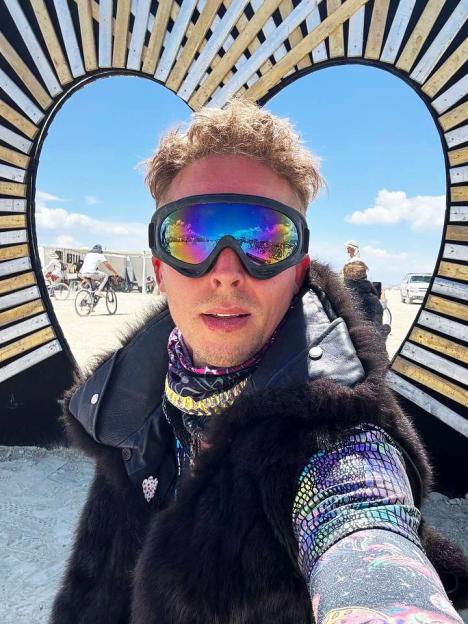 Man in goggles at Burning Man.