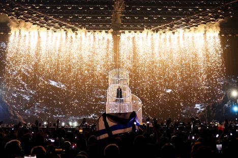 Yuval Raphael, representing Israel, performing at Eurovision.