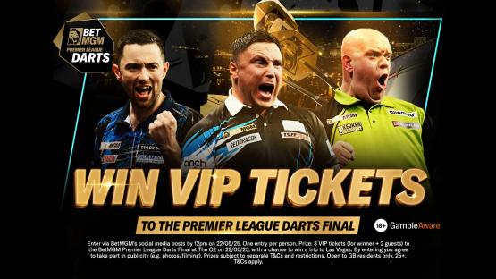 Win VIP tickets to the BetMGM Premier League Darts final AND an all-expenses-paid trip to Las Vegas
