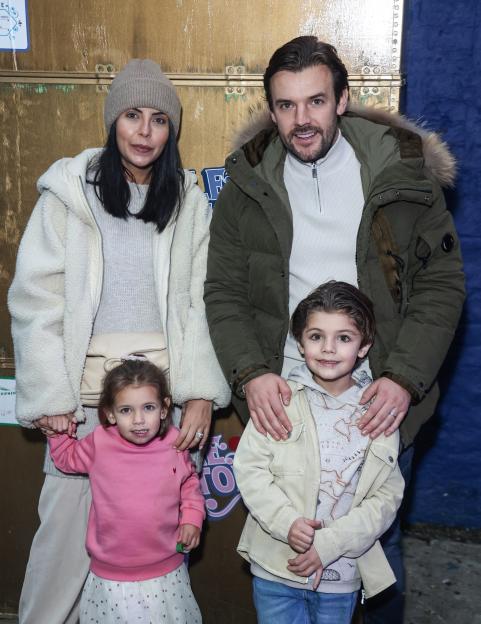 Cara De La Hoyde-Massey and Nathan Massey with their children at the Wishmas festive experience.