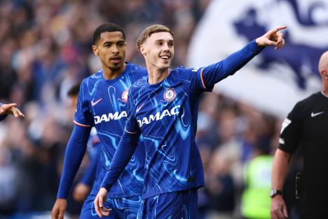 Cole Palmer of Chelsea celebrates a goal.