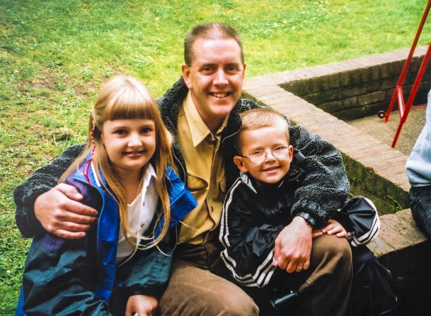 Kevin Gosden with his children Charlotte and Andrew.