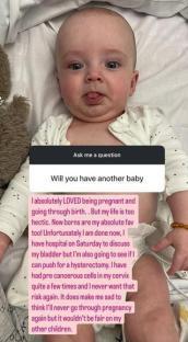 Screenshot of Instagram Q&A about having another baby.