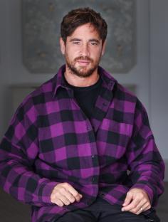 Danny Cipriani in a purple and black plaid shirt.