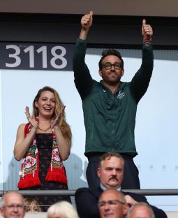 Ryan Reynolds and Blake Lively at a soccer match.
