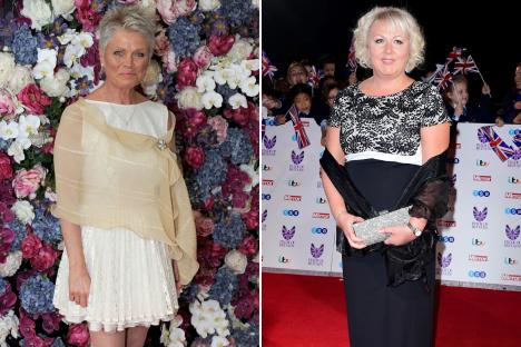 Collage of two women at an awards ceremony.