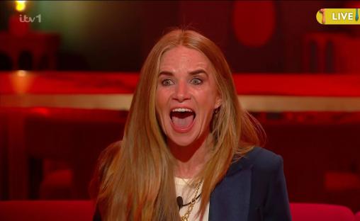 Patsy Palmer reacting after being evicted from Celebrity Big Brother.