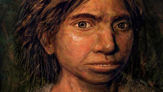 Illustration of a Denisovan woman.
