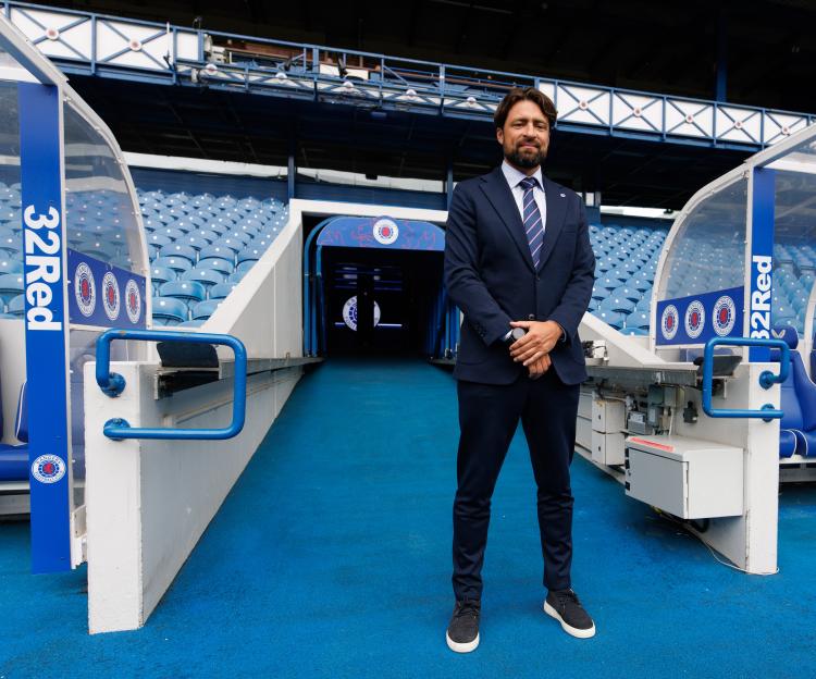 Russell Martin walks out of the Ibrox tunnel as manager.