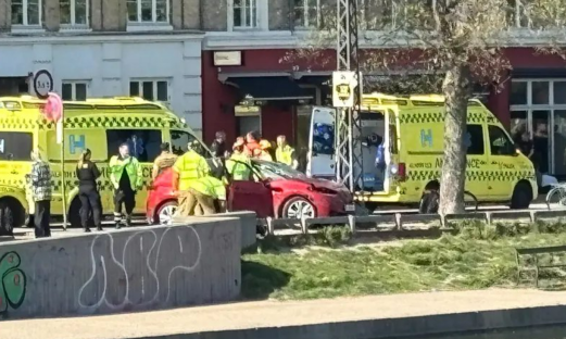 Emergency responders at a car accident.
