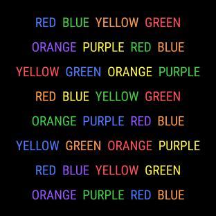 Color-named words in different colors; a color perception test.