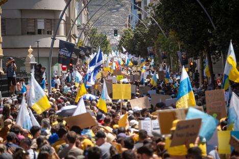 Protest against mass tourism in the Canary Islands.