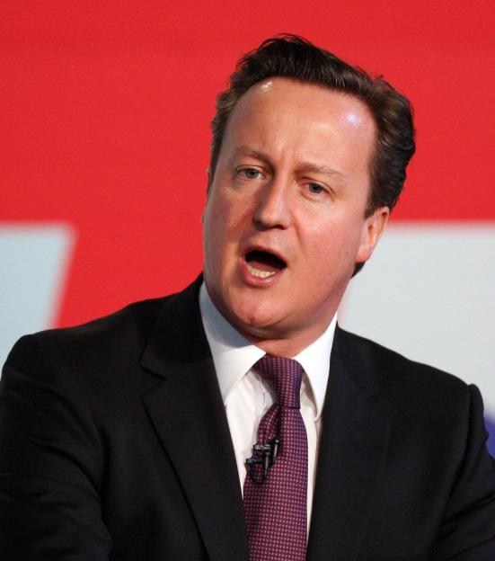 David Cameron speaking at a conference.
