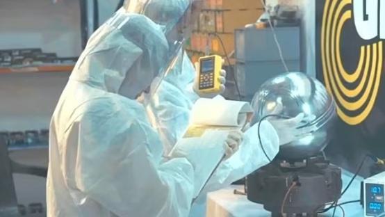 Radiologists examining a metallic sphere that crash-landed in Buga, Colombia.