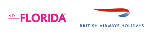 Visit Florida logo and British Airways Holidays logo.