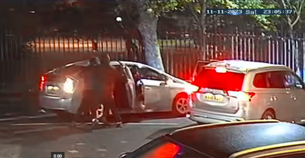 Chilling moment sword-wielding thugs ambush taxi before stabbing victim through window in ‘cold-blooded’ murder
