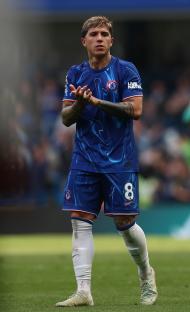 Enzo Fernandez of Chelsea FC celebrating a win.