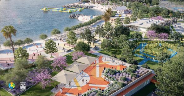 Illustration of Ã
½njan, Split's revitalized coastal neighborhood.