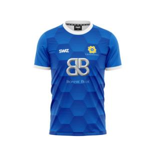 Calstock FC soccer jersey sponsored by Bonnie Blue.