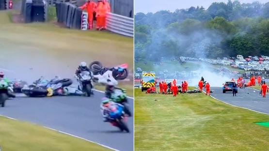 Race ABANDONED after ‘severe & catastrophic’ crash which saw 11 bikes involved in horror pile up as medics race to track