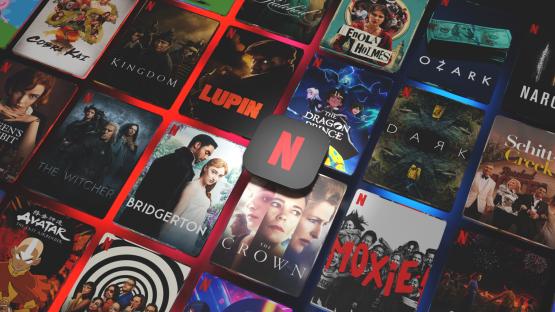 Illustration of Netflix show and movie box art.