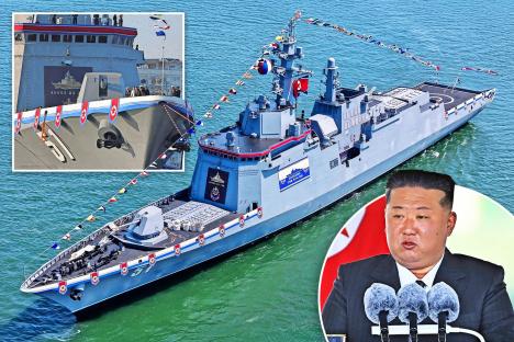Kim Jong Un unveils new 5,000-tonne warship ‘with nuclear-capable ballistic missiles’ in chilling warning to West