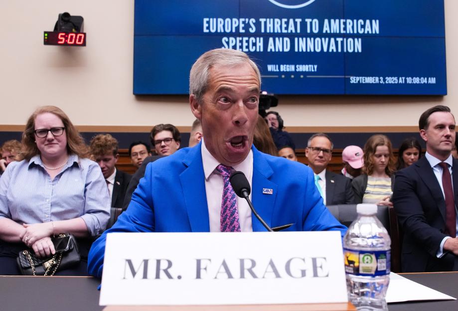 Nigel Farage testifying before the House Judiciary Committee.