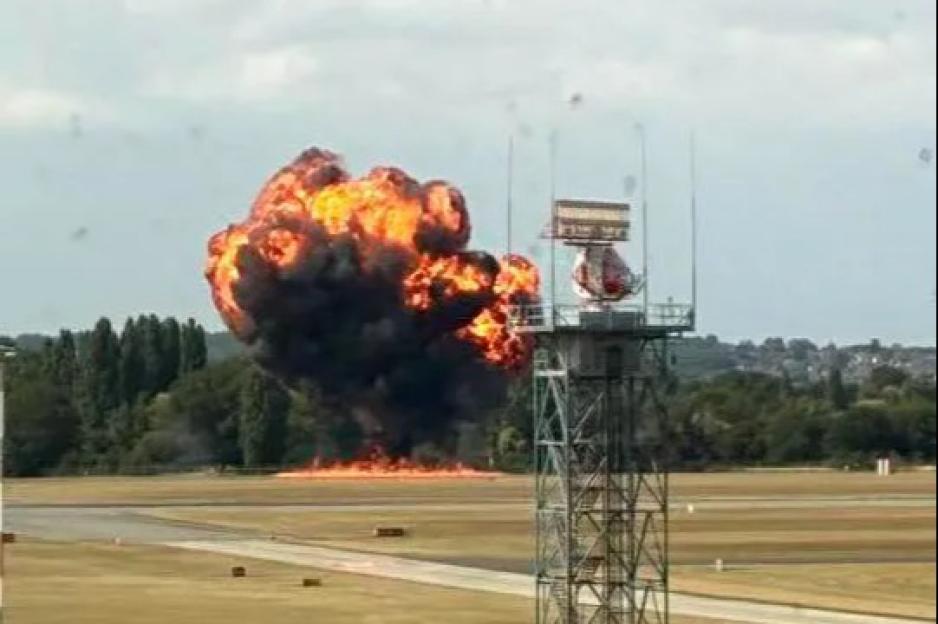 Fireball erupts after small plane crashes at Southend Airport as emergency services rush to scene