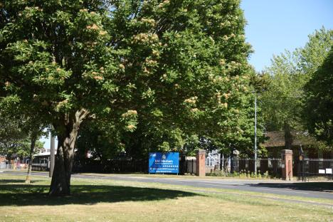 General view of RAF Marham, Norfolk, with a sign indicating it's the home of the Lightning Force.