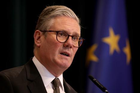 Keir Starmer, Britain's Prime Minister, speaking at a press conference.